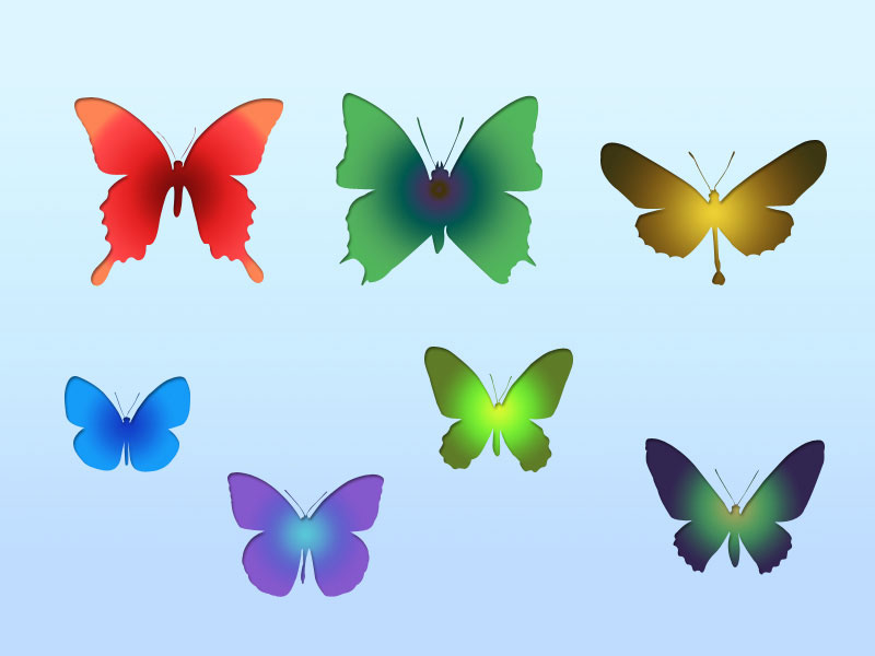 8个蝴蝶PS形状，csh格式
